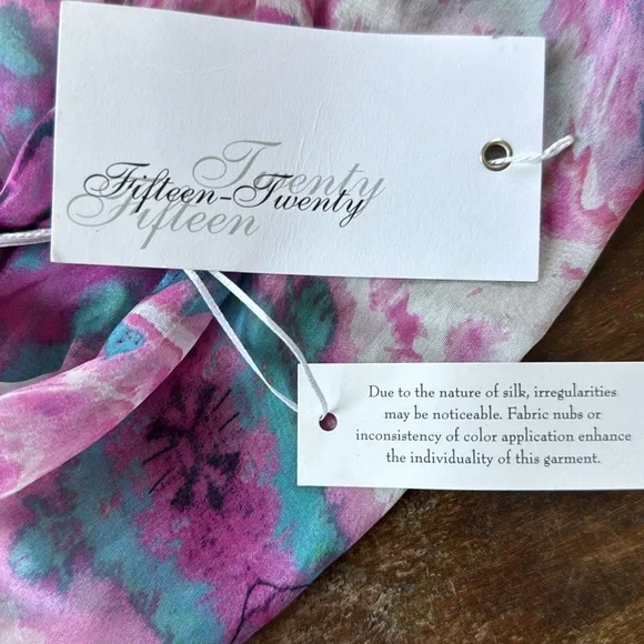 100% silk Fifteen Twenty Pink and Purple Wrap Blouse - Picture 8 of 8